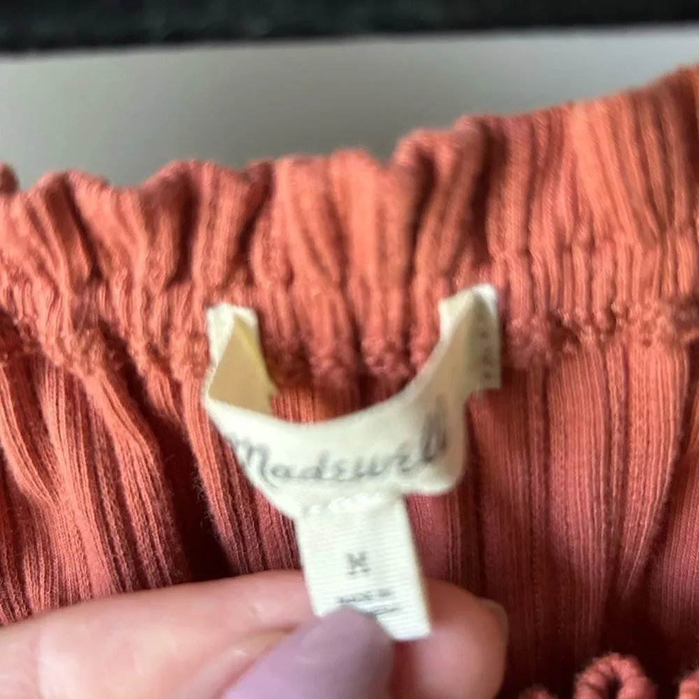 Madewell Rust Off-Shoulder Pullover Top - Picture 6 of 9